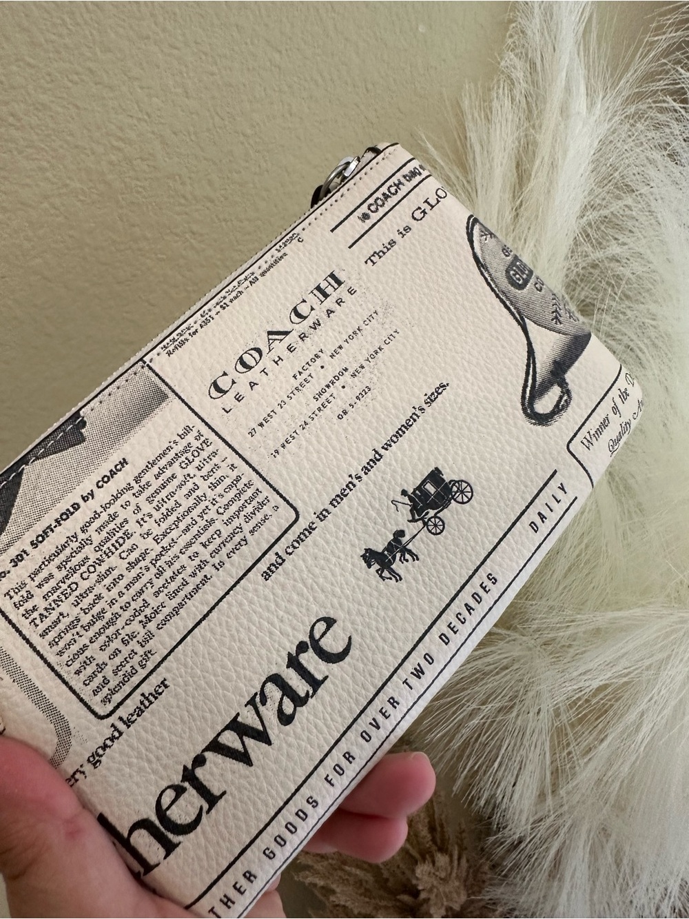 Coach Large Corner Zip Wristlet With Newspaper Print - Picture 4 of 9